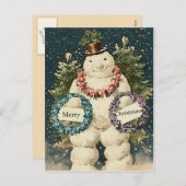 Snowman Holiday Greetings Feiertagspostkarte (Vorne/Hinten)