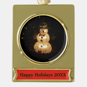 Snowman Holiday Light Display Banner-Ornament Gold