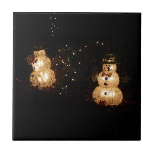 Snowman Holiday Light Display Fliese (Vorderseite)