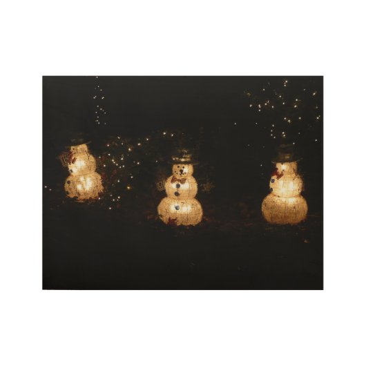 Snowman Holiday Light Display Holzposter (Vorderseite)