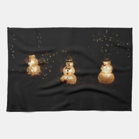 Snowman Holiday Light Display Küchentuch (Horizontal)