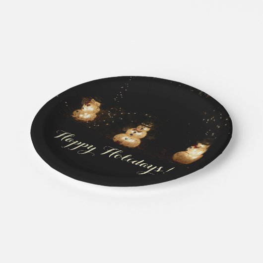 Snowman Holiday Light Display Pappteller (Schrägansicht)