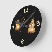 Snowman Holiday Light Display Runde Wanduhr (Winkel)