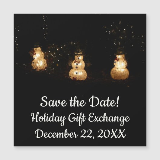 Snowman Holiday Light Display Save the Date Magnetkarte (Vorderseite)