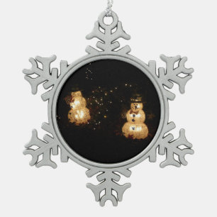 Snowman Holiday Light Display Schneeflocken Zinn-Ornament