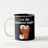 Snowman Holiday Madness Zweifarbige Tasse (Links)