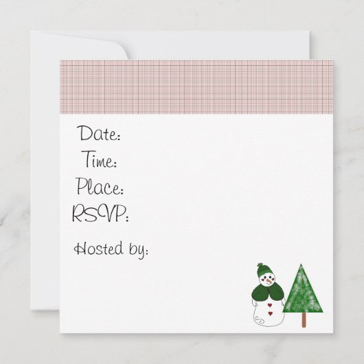 Snowman Holiday Party Einladung (Rückseite)