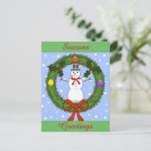 Snowman Holiday Postcard (benutzerdefinierbar) Feiertagspostkarte (Stehend Vorderseite)