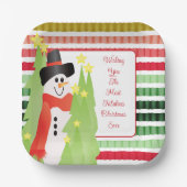 Snowman Holiday Themed Designer Square Pappteller (Vorderseite)