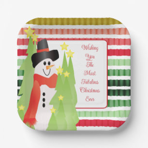Snowman Holiday Themed Designer Square Pappteller