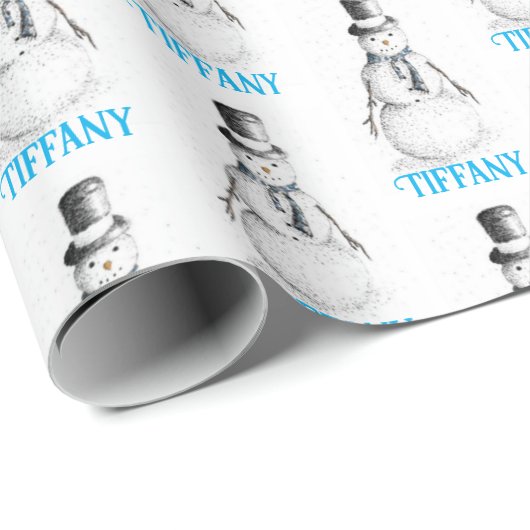 Snowman Holiday Weihnachten Personalisiert Geschenkpapier (Rolleneckpunkt)
