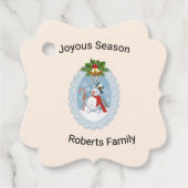 Snowman Holly Joyous Season Holiday Geschenkanhänger (Vorderseite)