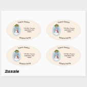 Snowman Holly Joyous Season Oval Ovaler Aufkleber (Blatt)