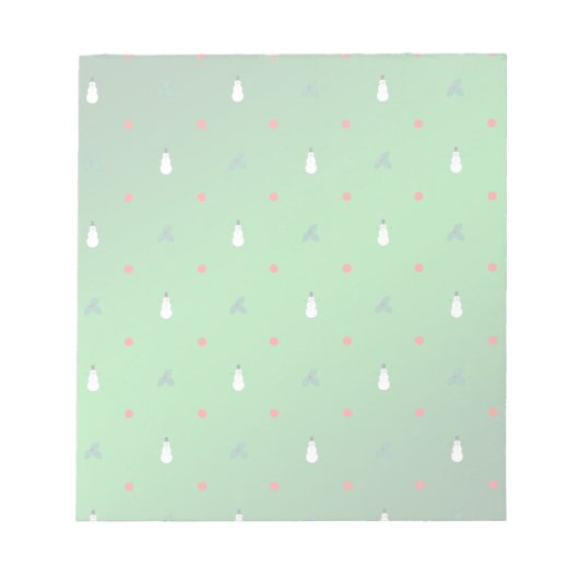 Snowman Holly Polka Dot - Auf Grün Notizblock (Vorderseite)