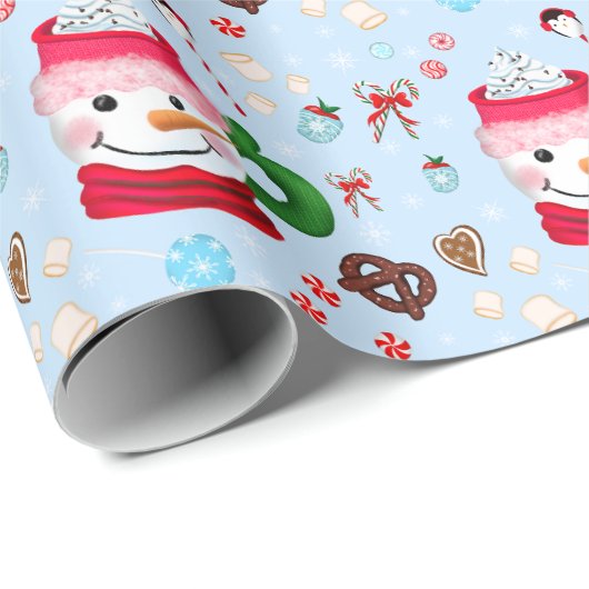 Snowman Hot Chocolate Fun Geschenkpapier (Rolleneckpunkt)