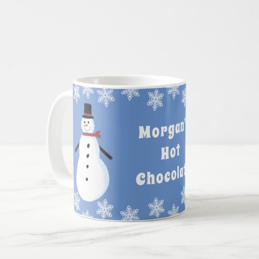 Snowman Hot Chocolate Personalisiert Kaffeetasse (Vorderseite Links)