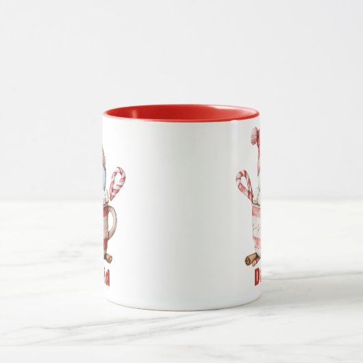 Snowman Hot Cocoa Christmas Candy Cane Marshmallow Tasse (Zentrum)