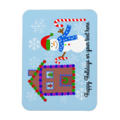 Snowman & House #1 Magnet (Vertikal)