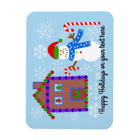 Snowman & House #1 Magnet (Vertikal)
