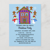 Snowman & House #3 Einladung Postkarte (Vorderseite)