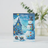 Snowman House präsentiert Personalisierte Weihnach Postkarte (Stehend Vorderseite)