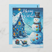 Snowman House präsentiert Personalisierte Weihnach Postkarte (Vorne/Hinten)