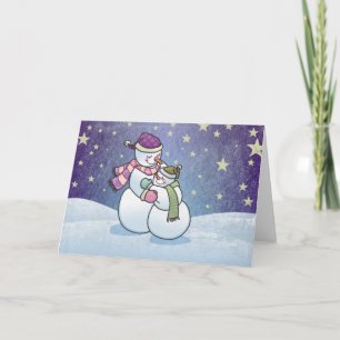 Snowman Hugs Holiday Greeting Card Feiertagskarte