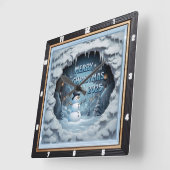 Snowman Ice Cave Quadratische Wanduhr (Winkel)