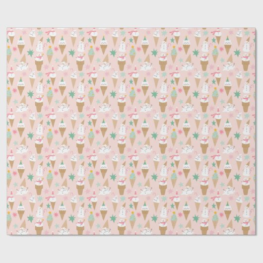 Snowman Ice Cream Cones Weihnachtsmuster Geschenkpapier (Flach)