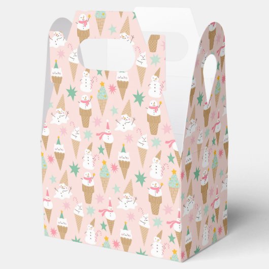 Snowman Ice Cream Cones Weihnachtsmuster Geschenkschachtel (Geöffnet)