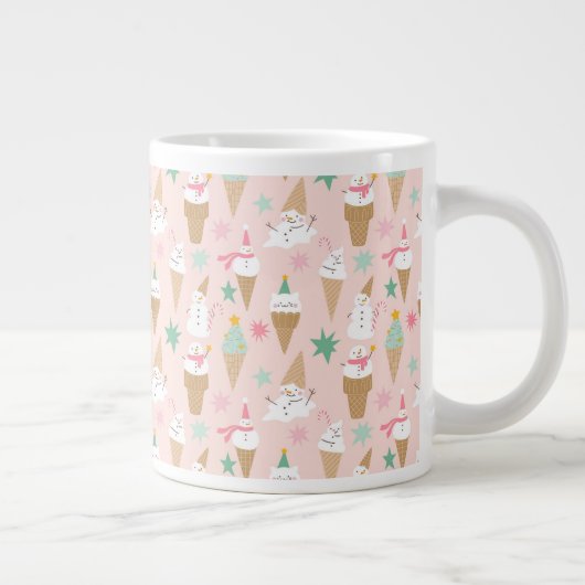 Snowman Ice Cream Cones Weihnachtsmuster Jumbo-Tasse (Rechts)