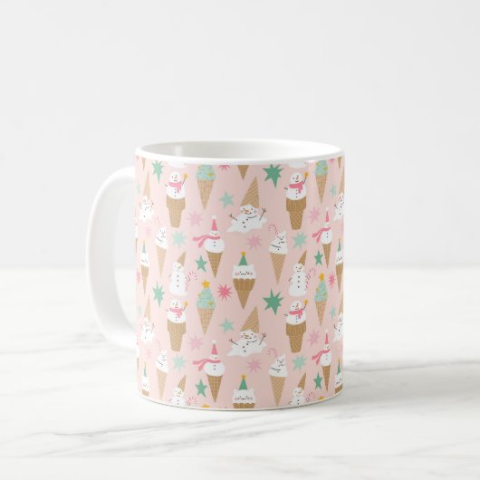 Snowman Ice Cream Cones Weihnachtsmuster Kaffeetasse (Vorderseite Links)