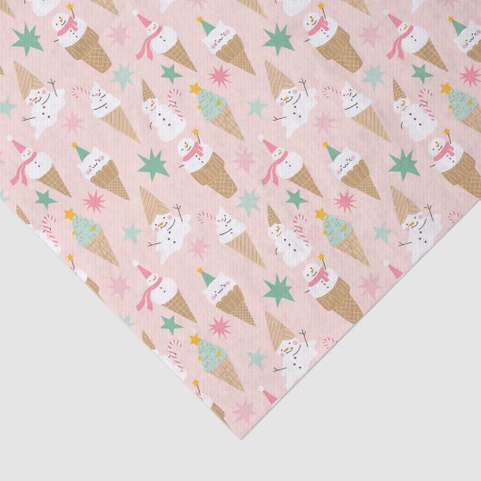 Snowman Ice Cream Cones Weihnachtsmuster Seidenpapier (Ausschnitt)