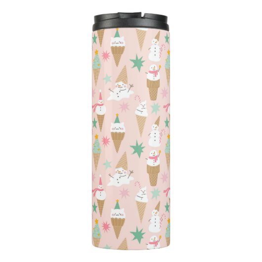 Snowman Ice Cream Cones Weihnachtsmuster Thermosbecher (Rückseite)