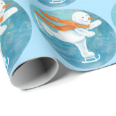 Snowman Ice Skater Geschenkpapier (Rolleneckpunkt)