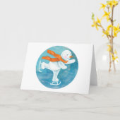 Snowman Ice Skater Karte (Gelbe Blume)