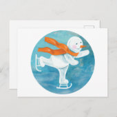 Snowman Ice Skater Postkarte (Vorne/Hinten)
