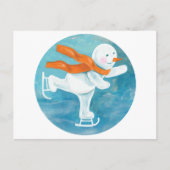 Snowman Ice Skater Postkarte (Vorderseite)