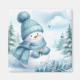 Snowman Icy Blue Wonderland Magnet