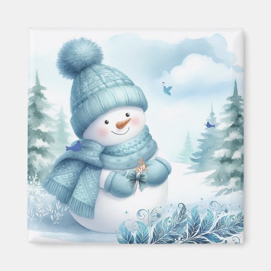 Snowman Icy Blue Wonderland Magnet (Vorne)
