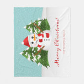 Snowman Illustration Custom Family Name Weihnachte Fleecedecke (Vorderseite)