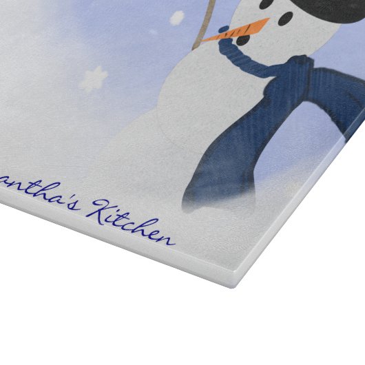 Snowman im Wind-personalisierten Ausschnitt-Brett Schneidebrett (Ecke)