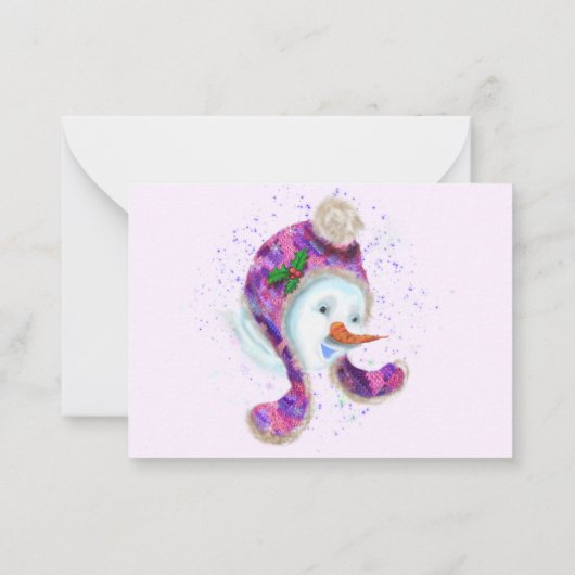 Snowman im Winter Hat Weihnachtskarte Mitteilungskarte (Rückseite)