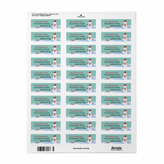 Snowman im Winter Town Return Address Label (Vorne)