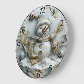 Snowman im Winter Wonderland Große Wanduhr (Winkel)