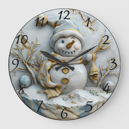 Snowman im Winter Wonderland Große Wanduhr (Vorderseite)