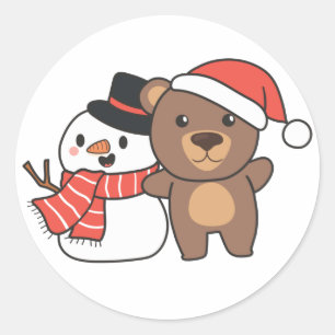 Snowman im Winter zum Weihnachtsklassiker bezeugen Runder Aufkleber
