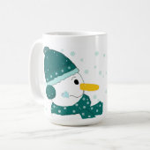Snowman in Aquamarin Hut und Scarf Kaffeetasse (Vorderseite Links)