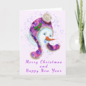 Snowman in Beanie Winter Hat Weihnachtskarte Karte (Vorderseite)