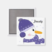 Snowman in Blue Hat und Scarf Magnet (Vorderseite/Rückseite)